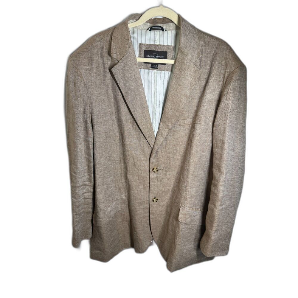 Black Brown 1826 100% Linen Blazer Men’s XXL Tan Beige Sport Coat